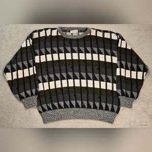 Vintage Area by Tag Mens Size XL Geometric Grandpa Crewneck Sweater Made In USA